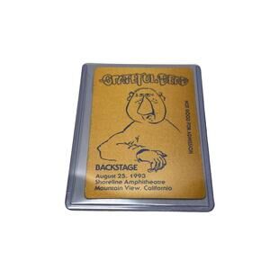 Grateful Dead Backstage Pass Jerry Garcia Art Shoreline Cal CA 8/25/93 8/25/1993